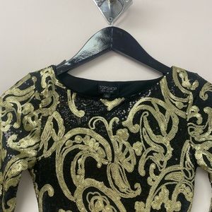 TopShop Black and Gold Dress